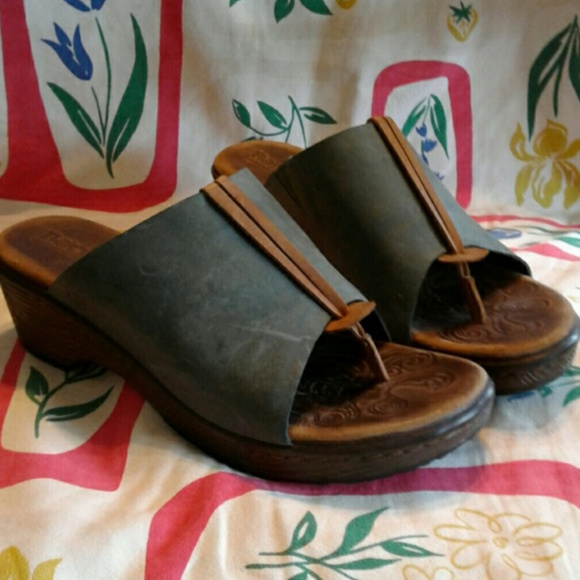 Born Shoes - Born blue & brown leather sandals slides 9 / 40.5